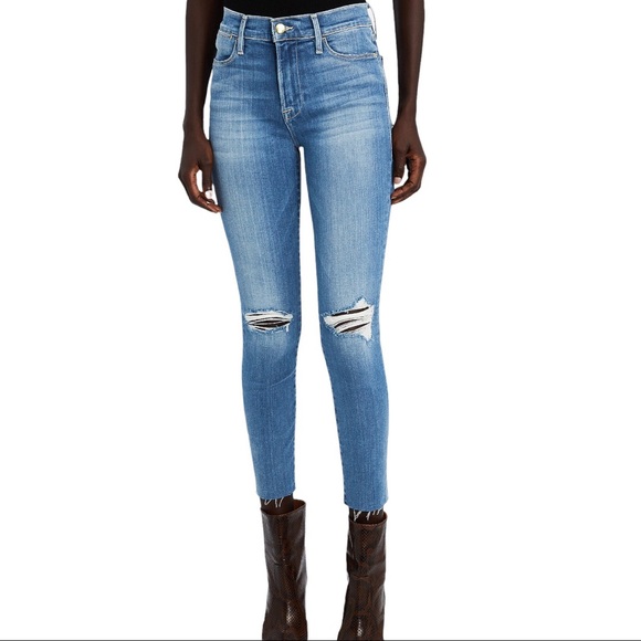 FRAME Denim Jeans Le High Skinny Knee Destroyed Size 26 Pre-Loved - Picture 3 of 12